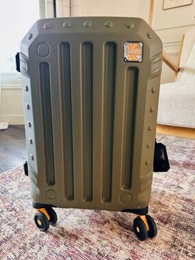 Britbag Olive Green Hard Shell Carry-On with Yellow Accents